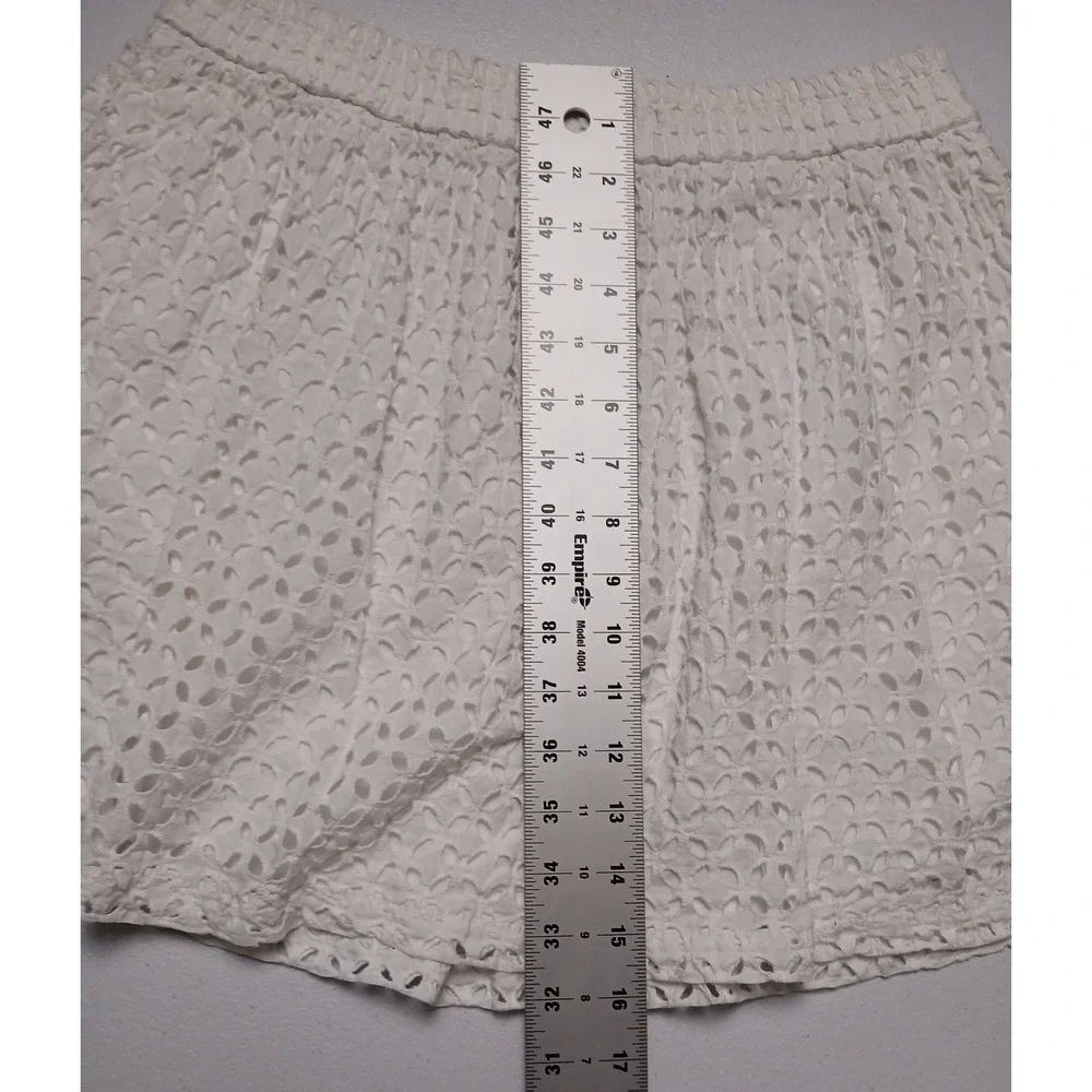 Madewell White Eyelet Mini Skirt Smocked Elastic Waist Floral Embroidered Small
